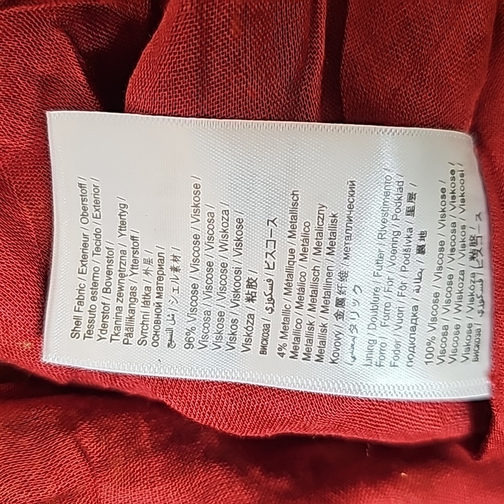 FARM Rio Maroon & Gold Banana Flowers Smocked Mini Dress - Size XL - Picture 13 of 13